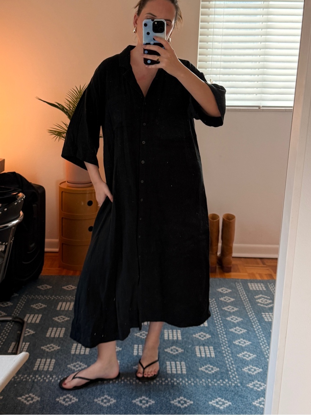 Madewell Black Gauze Material Midi Dress